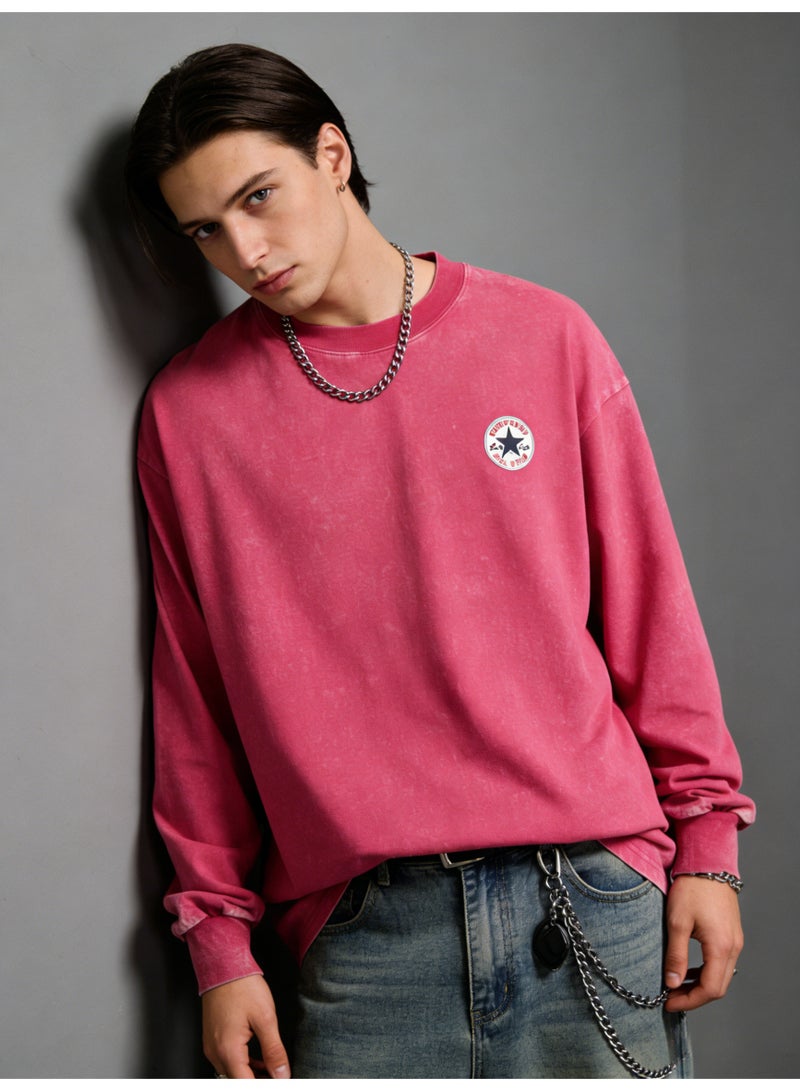 CONVERSE 2026 Converse Star Patch Vintage Washed Unisex Sweatshirt, Premium Heavyweight Cotton Loose Fit Pullover, Retro American Streetwear for Men & Women in Multi-Color Options - Image 2